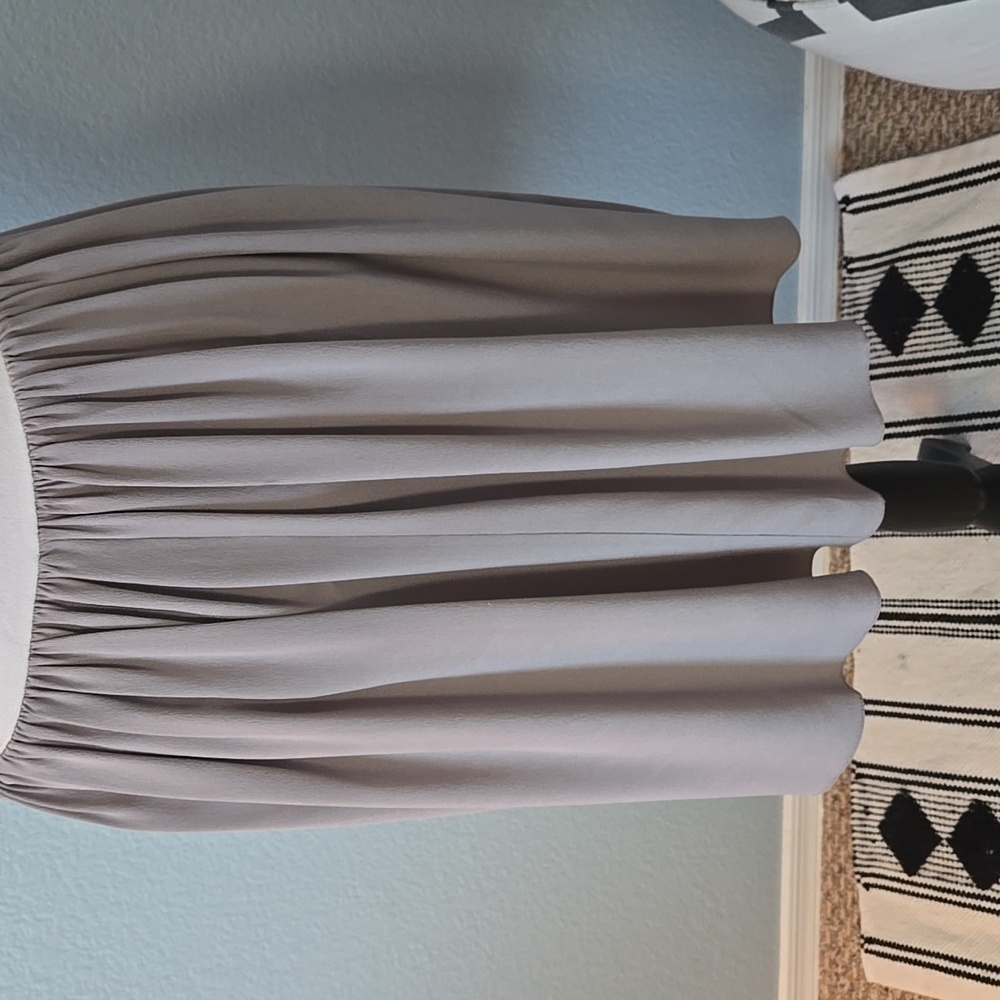 REBECCA TAYLOR Silk Pleated W/ Viscose Blend Top V Neck Midi Dress Gray Sz Small - Picture 9 of 13